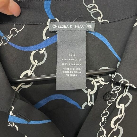 Chelsea & Theodore Chain Link Long Sleeve Blouse Size L - Picture 7 of 7